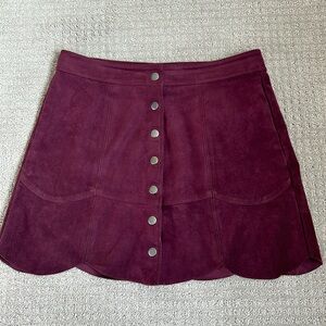 Suede scalloped skirt
